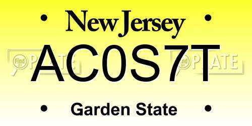 AC0S7T New Jersey License Plate