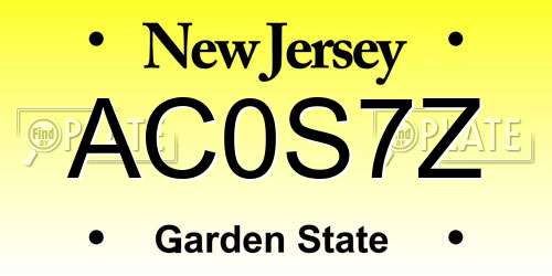 AC0S7Z New Jersey License Plate