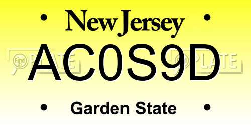 AC0S9D New Jersey License Plate
