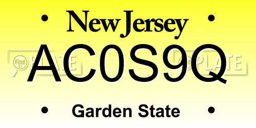 AC0S9Q New Jersey License Plate
