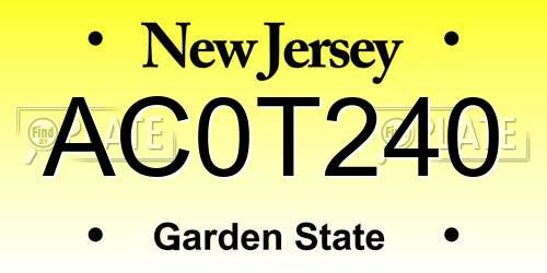 AC0T240 New Jersey License Plate