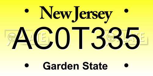 AC0T335 New Jersey License Plate