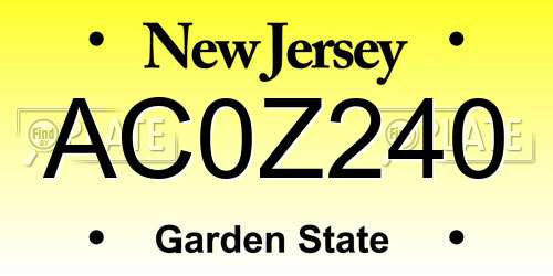 AC0Z240 New Jersey License Plate