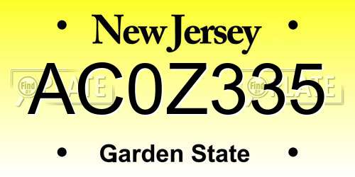 AC0Z335 New Jersey License Plate