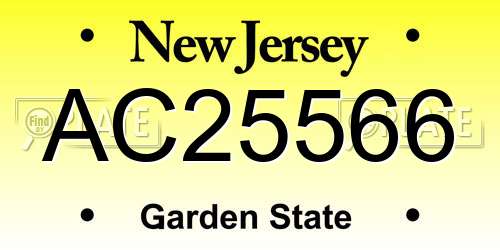 AC25566 New Jersey License Plate