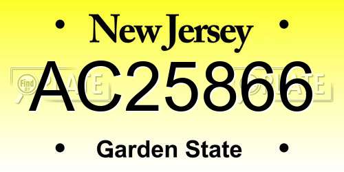 AC25866 New Jersey License Plate