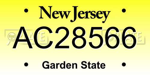 AC28566 New Jersey License Plate