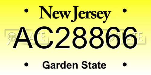 AC28866 New Jersey License Plate