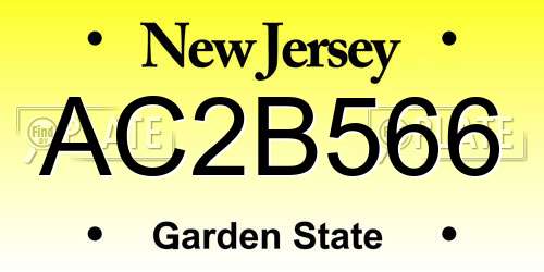 AC2B566 New Jersey License Plate