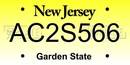 AC2S566 New Jersey License Plate