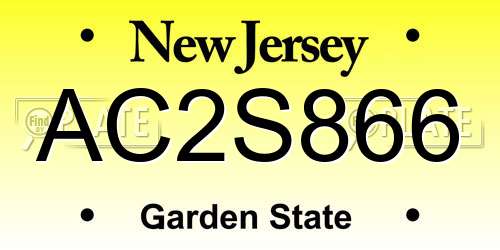 AC2S866 New Jersey License Plate