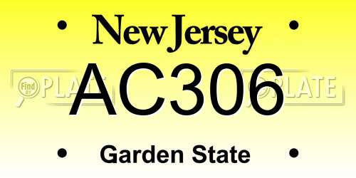 AC306 New Jersey License Plate