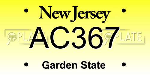 AC367 New Jersey License Plate