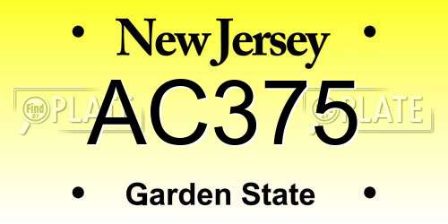 AC375 New Jersey License Plate