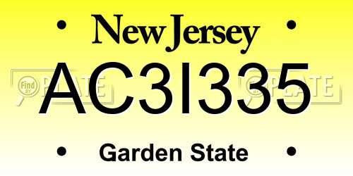 AC3I335 New Jersey License Plate