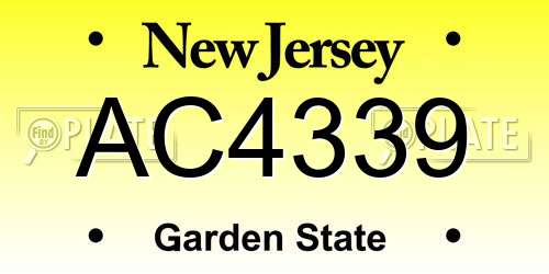 AC4339 New Jersey License Plate