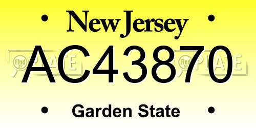 AC43870 New Jersey License Plate