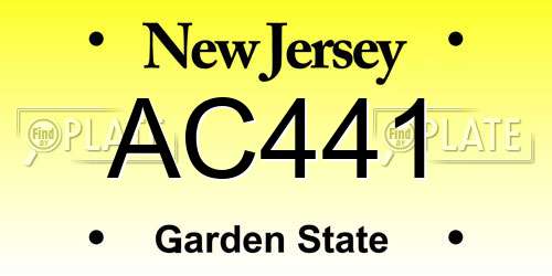 AC441 New Jersey License Plate