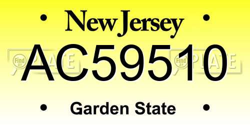 AC59510 New Jersey License Plate
