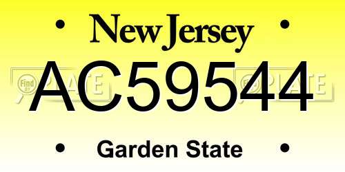 AC59544 New Jersey License Plate