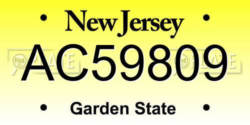 AC59809 New Jersey License Plate