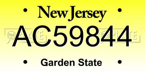AC59844 New Jersey License Plate