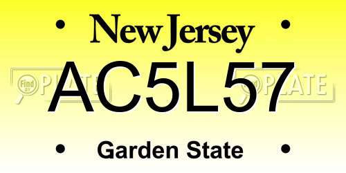 AC5L57 New Jersey License Plate