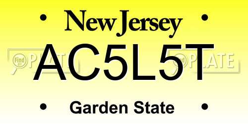 AC5L5T New Jersey License Plate