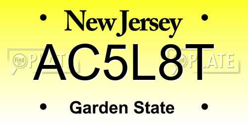 AC5L8T New Jersey License Plate