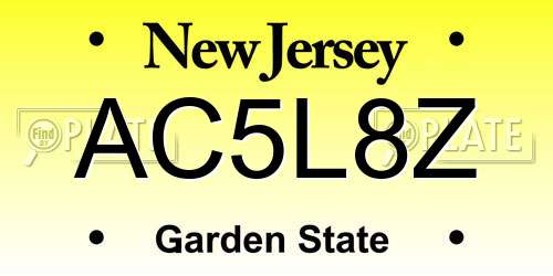 AC5L8Z New Jersey License Plate