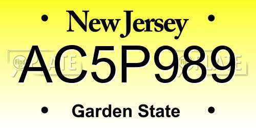 AC5P989 New Jersey License Plate