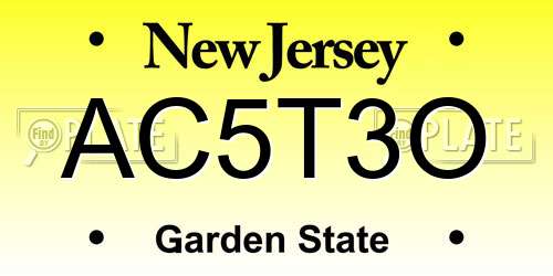 AC5T3O New Jersey License Plate