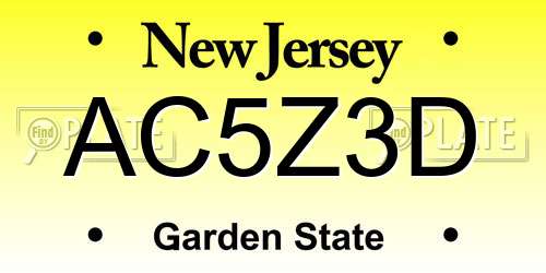 AC5Z3D New Jersey License Plate