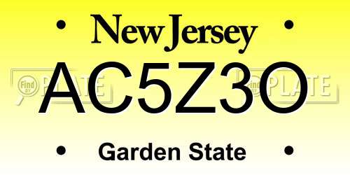 AC5Z3O New Jersey License Plate