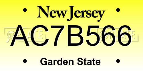 AC7B566 New Jersey License Plate