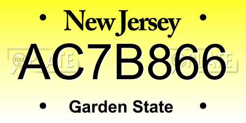 AC7B866 New Jersey License Plate