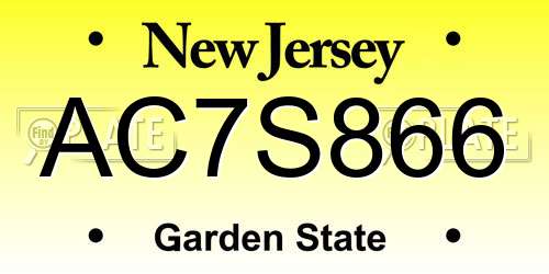 AC7S866 New Jersey License Plate