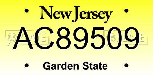AC89509 New Jersey License Plate