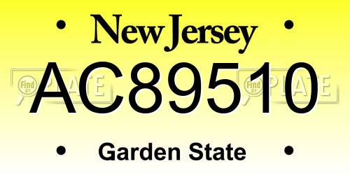 AC89510 New Jersey License Plate
