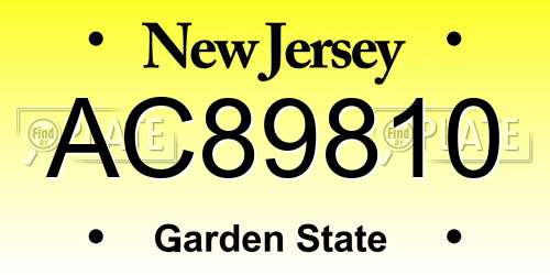 AC89810 New Jersey License Plate
