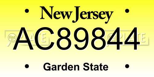 AC89844 New Jersey License Plate