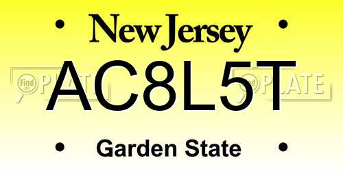 AC8L5T New Jersey License Plate