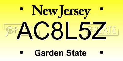 AC8L5Z New Jersey License Plate