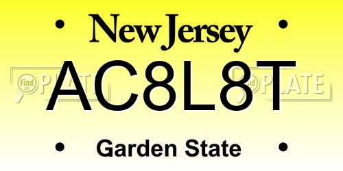 AC8L8T New Jersey License Plate