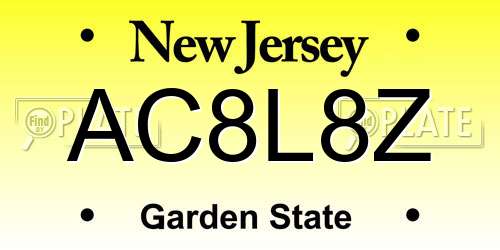 AC8L8Z New Jersey License Plate