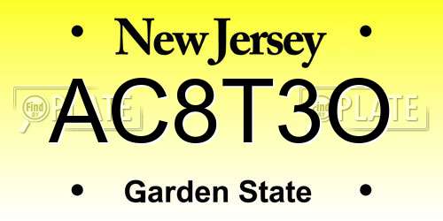 AC8T3O New Jersey License Plate