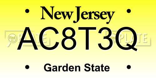 AC8T3Q New Jersey License Plate