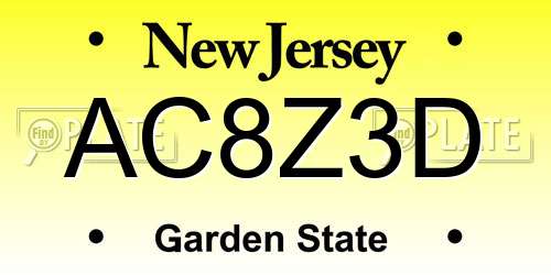AC8Z3D New Jersey License Plate
