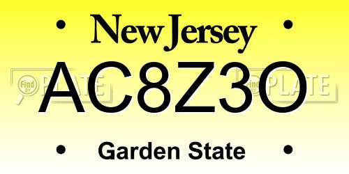 AC8Z3O New Jersey License Plate