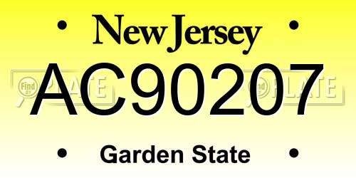 AC90207 New Jersey License Plate